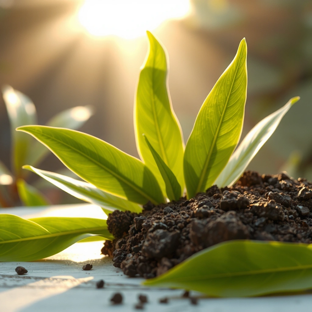 Rich volcanic soil and tropical botanicals in morning light